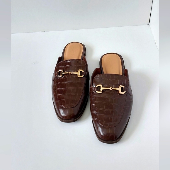 Shoes - Sale  Dark Brown Croc-Embossed Mules/Shoes